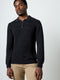 Long Sleeve Cable Knit Polo Jumper