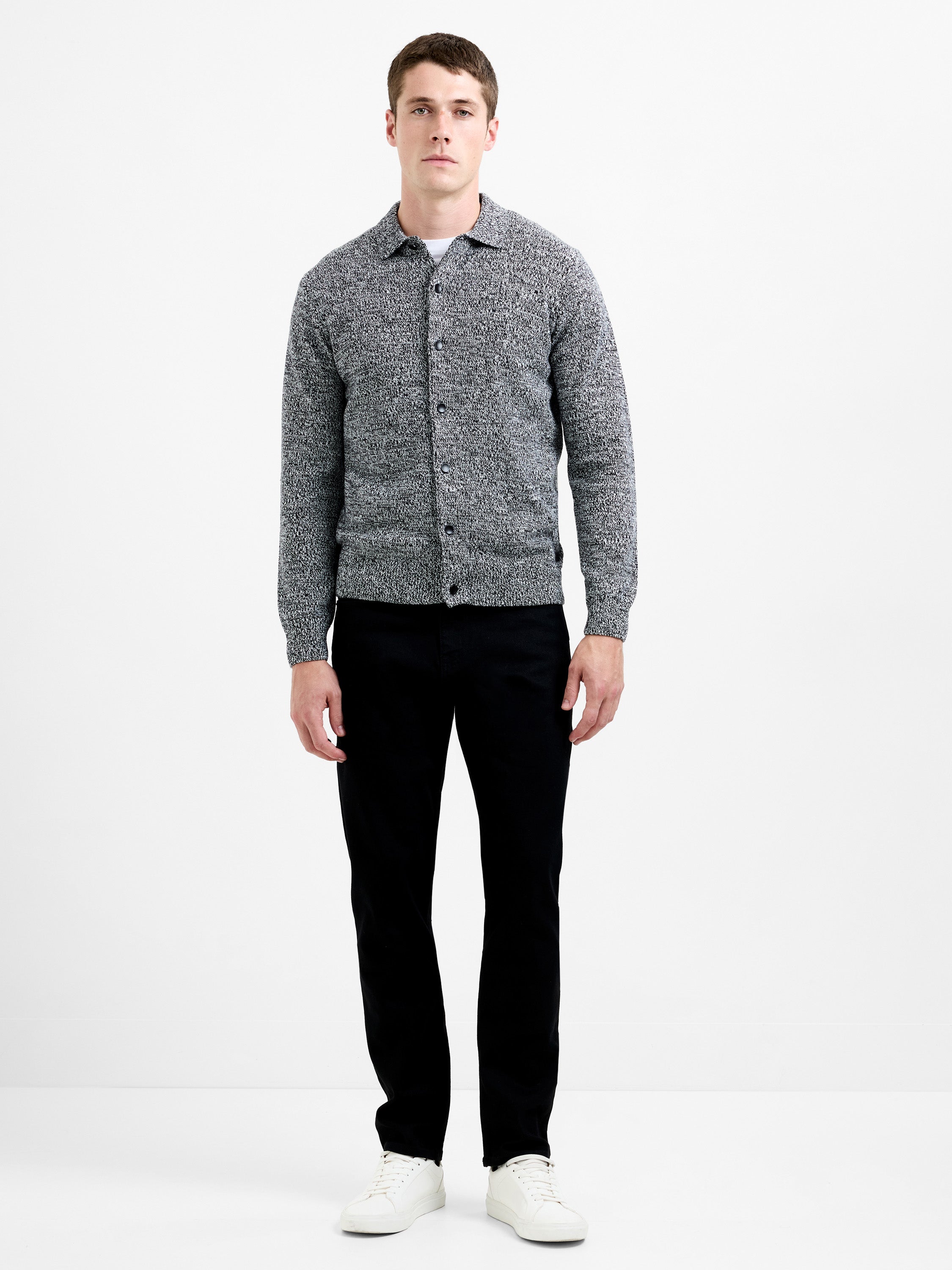 Long Sleeve Melange Knitted Shirt