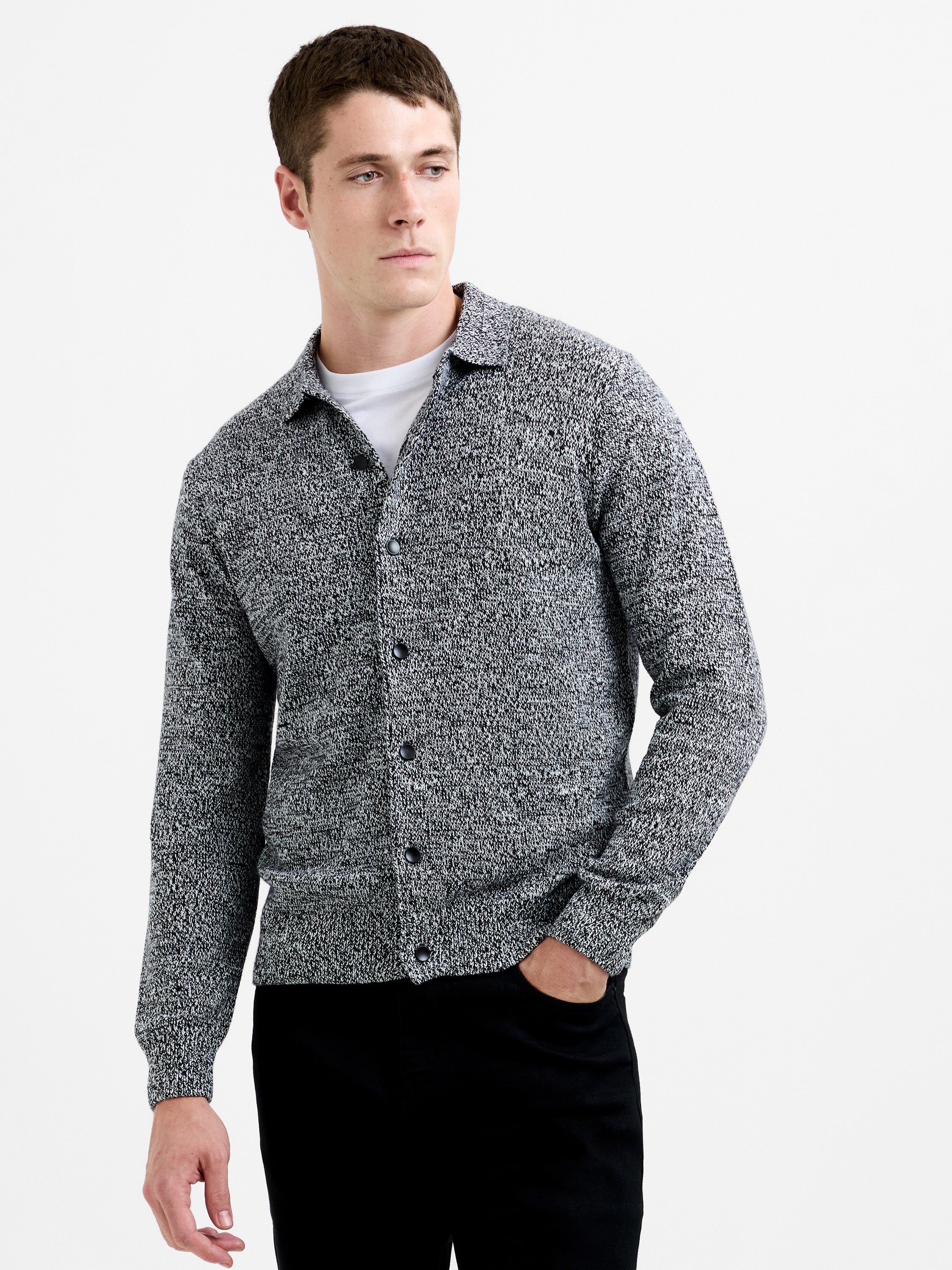 Long Sleeve Melange Knitted Shirt