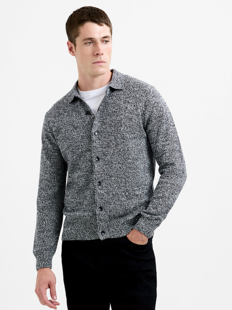 Long Sleeve Melange Knitted Shirt