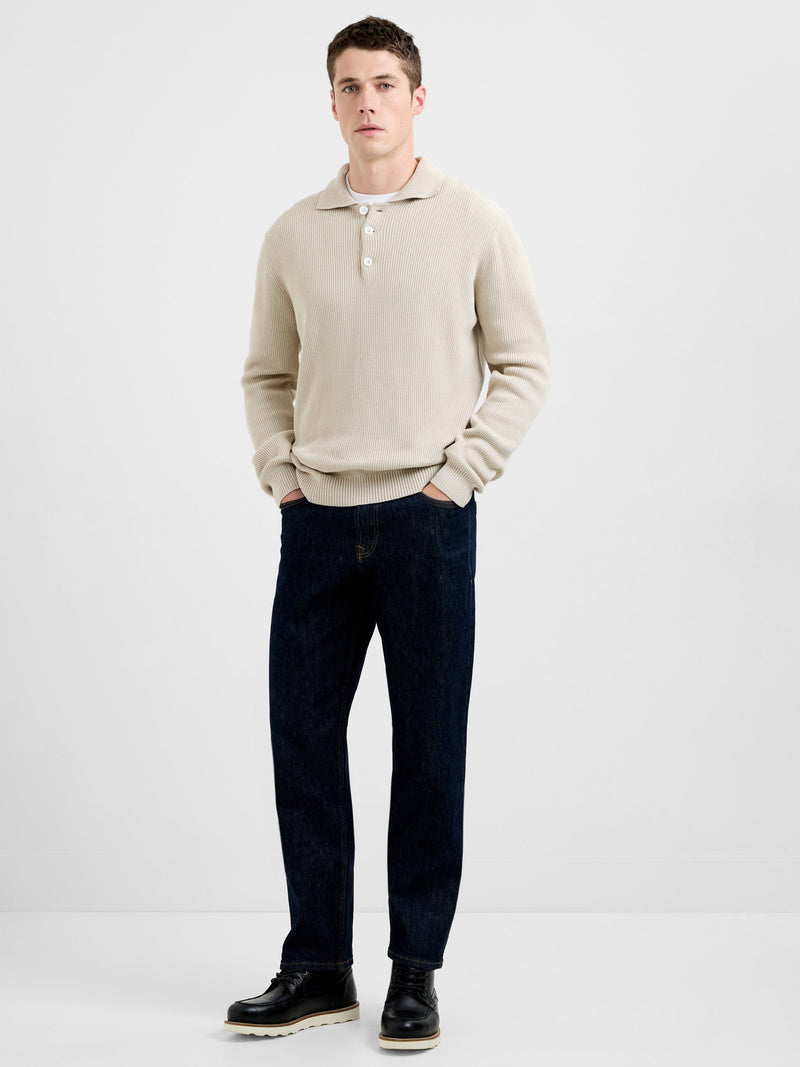 Heavy Knitted Long Sleeve Polo Jumper