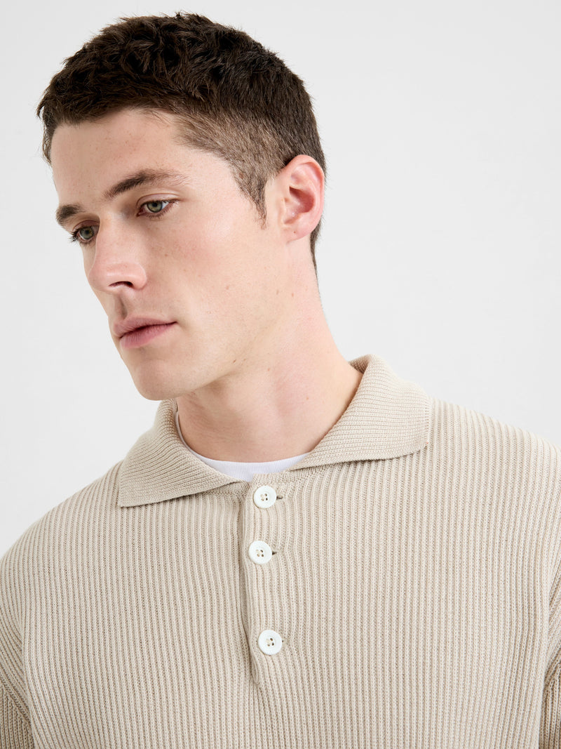 Heavy Knitted Long Sleeve Polo Jumper