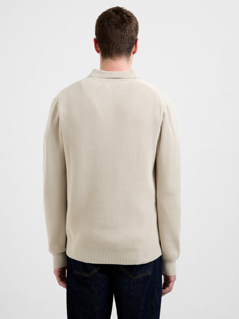 Heavy Knitted Long Sleeve Polo Jumper