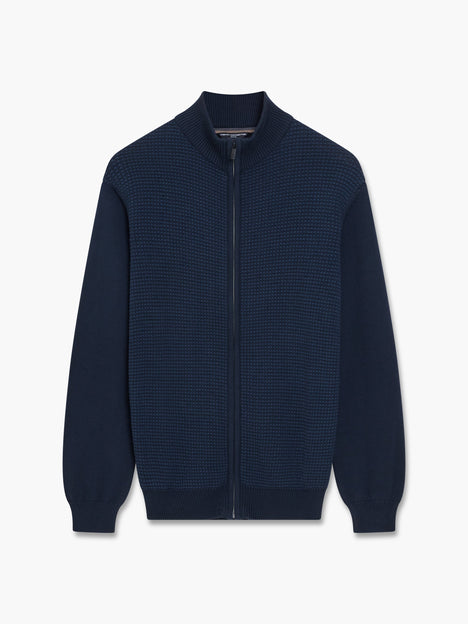 Birdseye Long Sleeve Zip Through Jumper