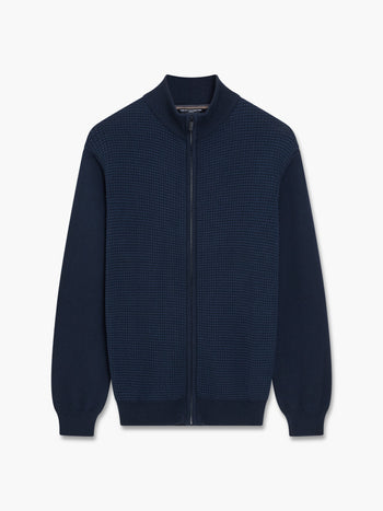 Birdseye Long Sleeve Zip Through Jumper