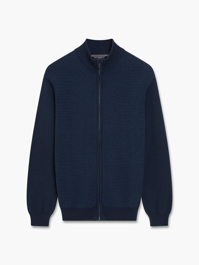 Birdseye Long Sleeve Zip Through Jumper