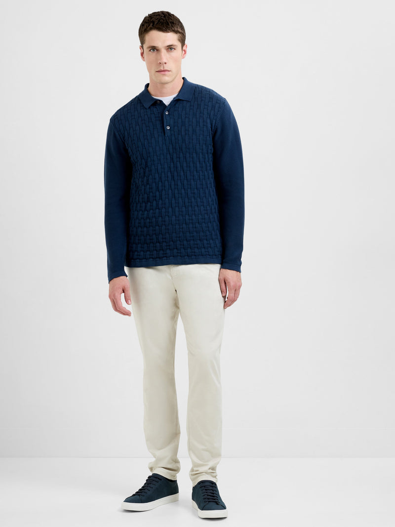 Box Knit Long Sleeve Polo Collar Jumper