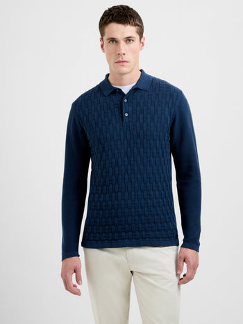 Box Knit Long Sleeve Polo Collar Jumper