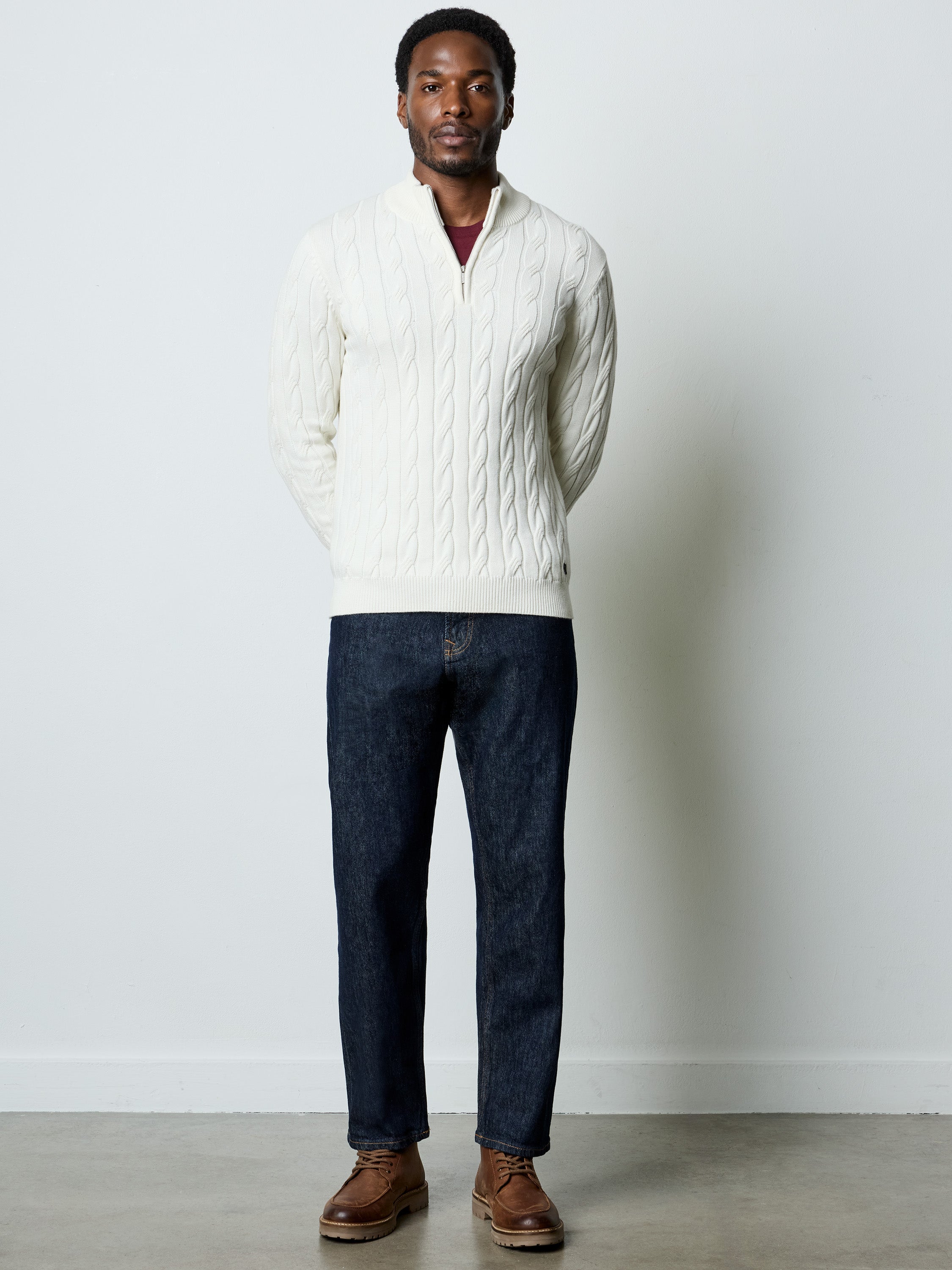 Half Zip Cable Knit Jumper