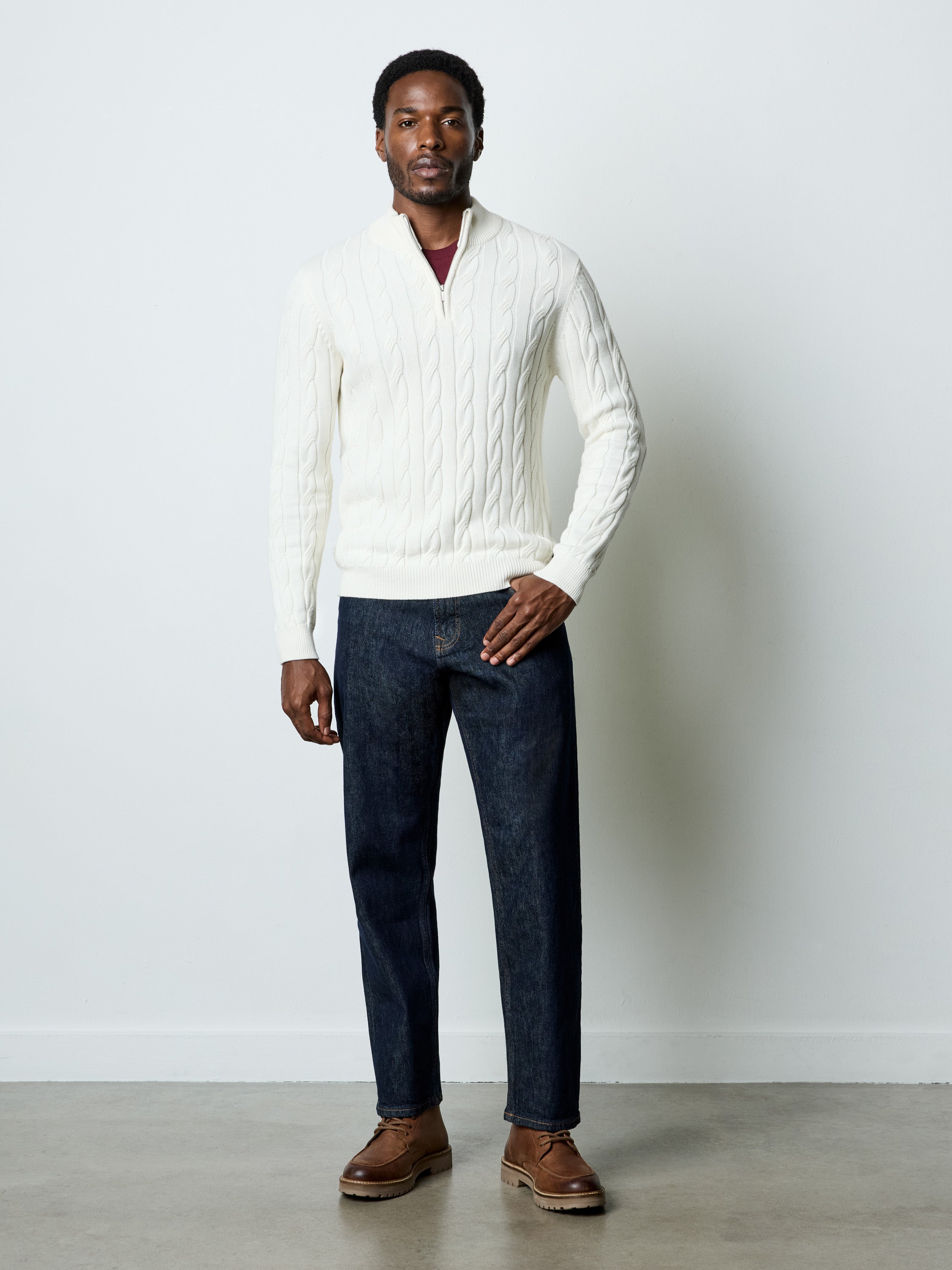 Half Zip Cable Knit Jumper