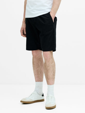Black Linen Drawstring Shorts