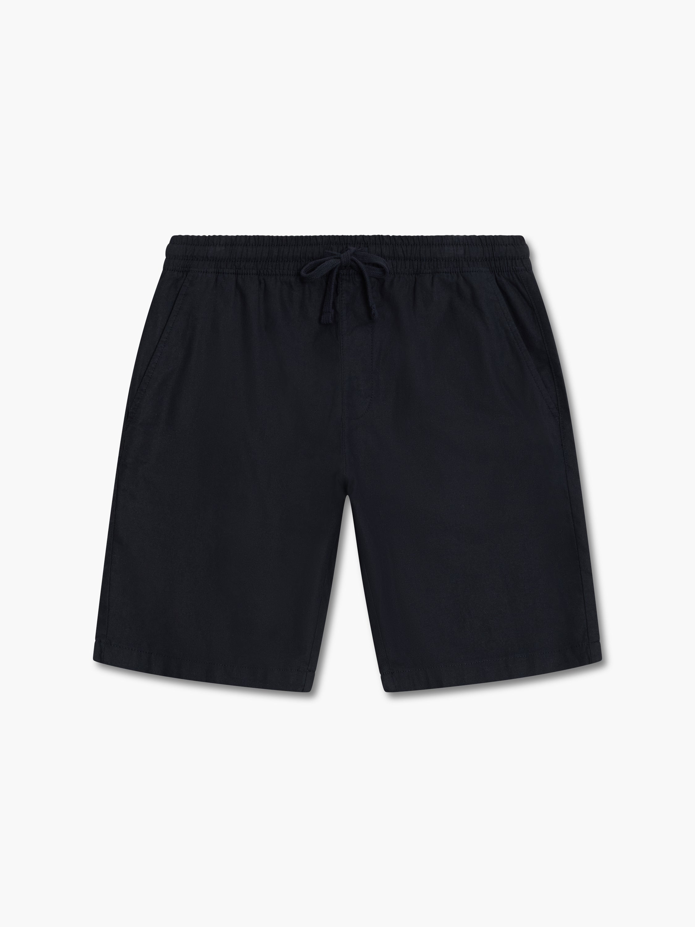 Black Linen Drawstring Shorts