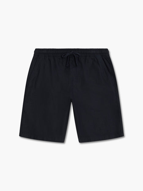 Black Linen Drawstring Shorts