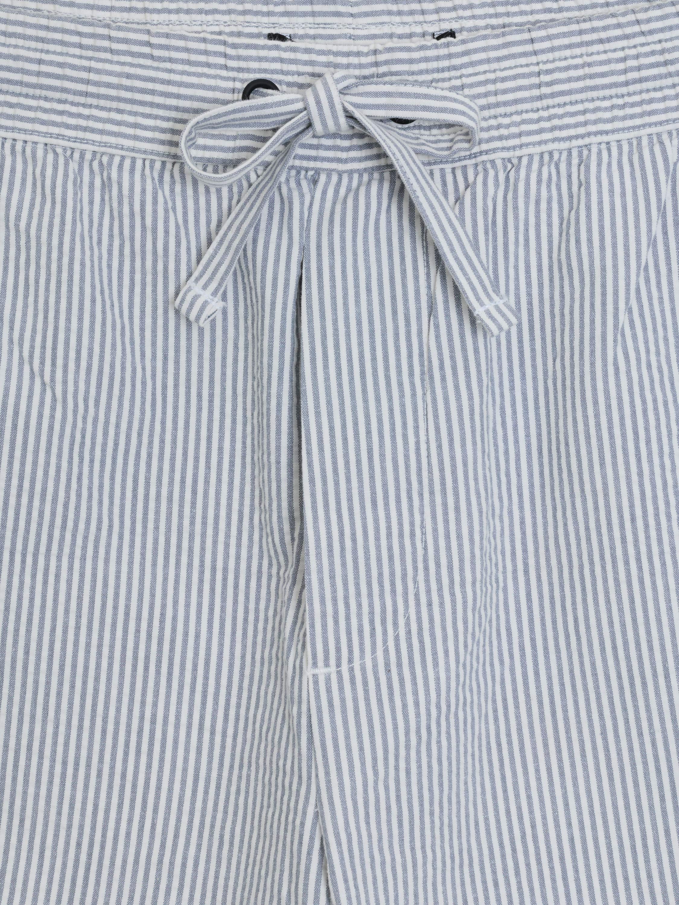 Seersucker Blue Striped Drawstring Shorts
