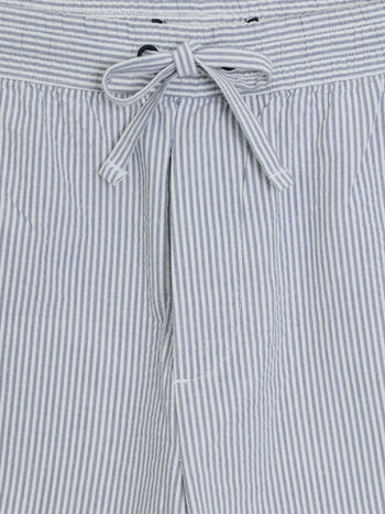 Seersucker Blue Striped Drawstring Shorts