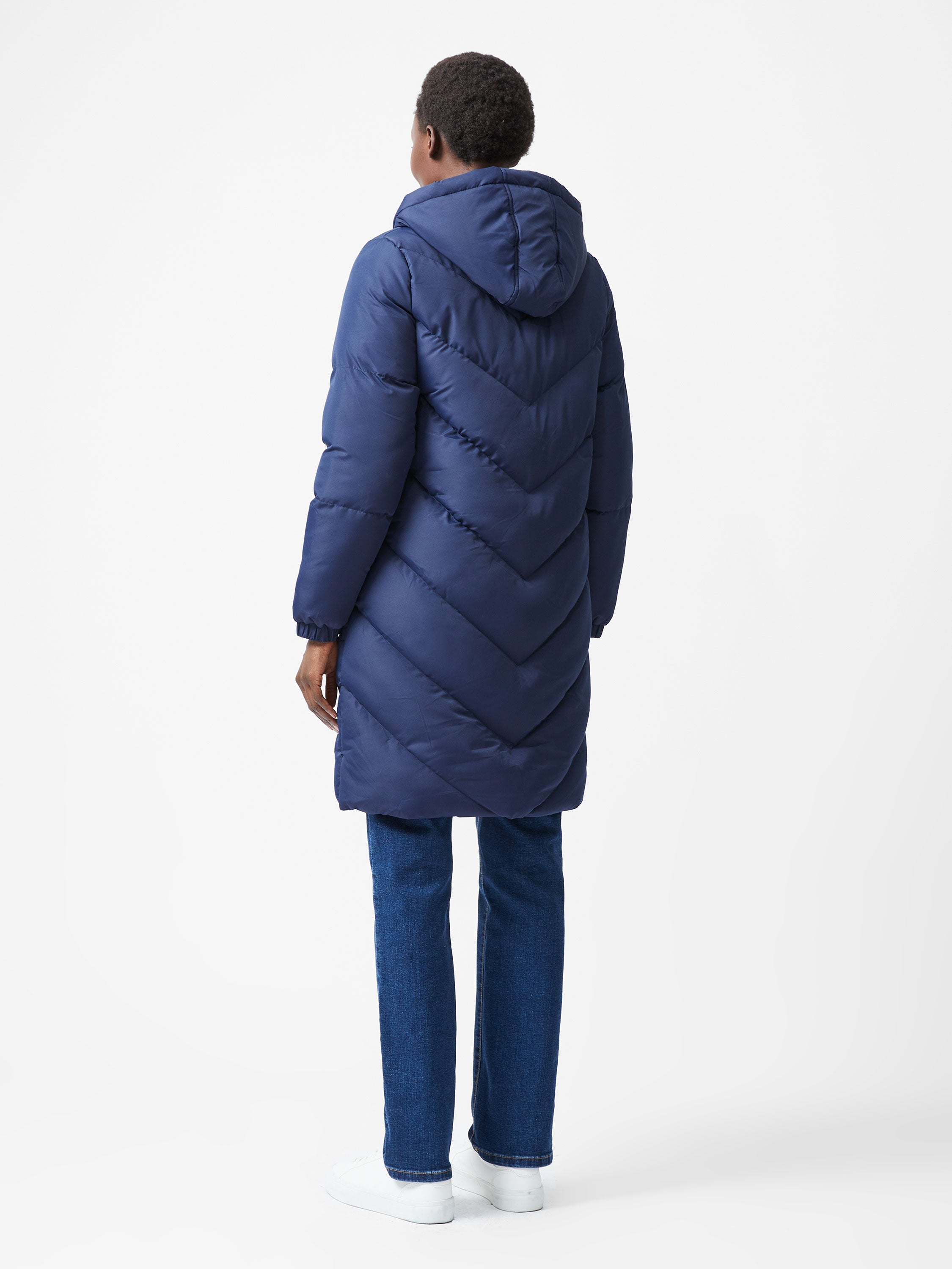 Chevron Hooded Puffer Coat