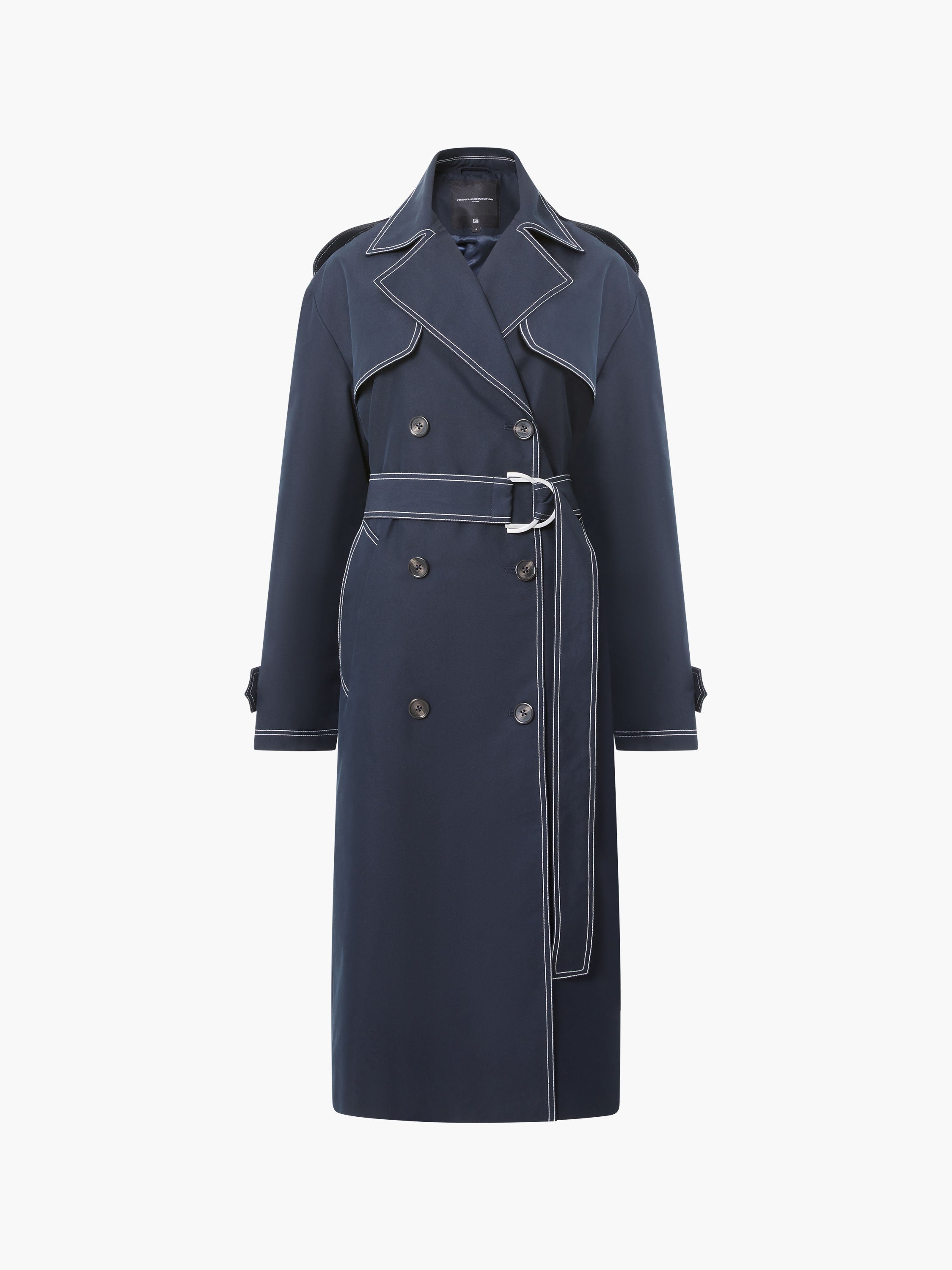 Afton Contrast Stitch Belted Trench Coat