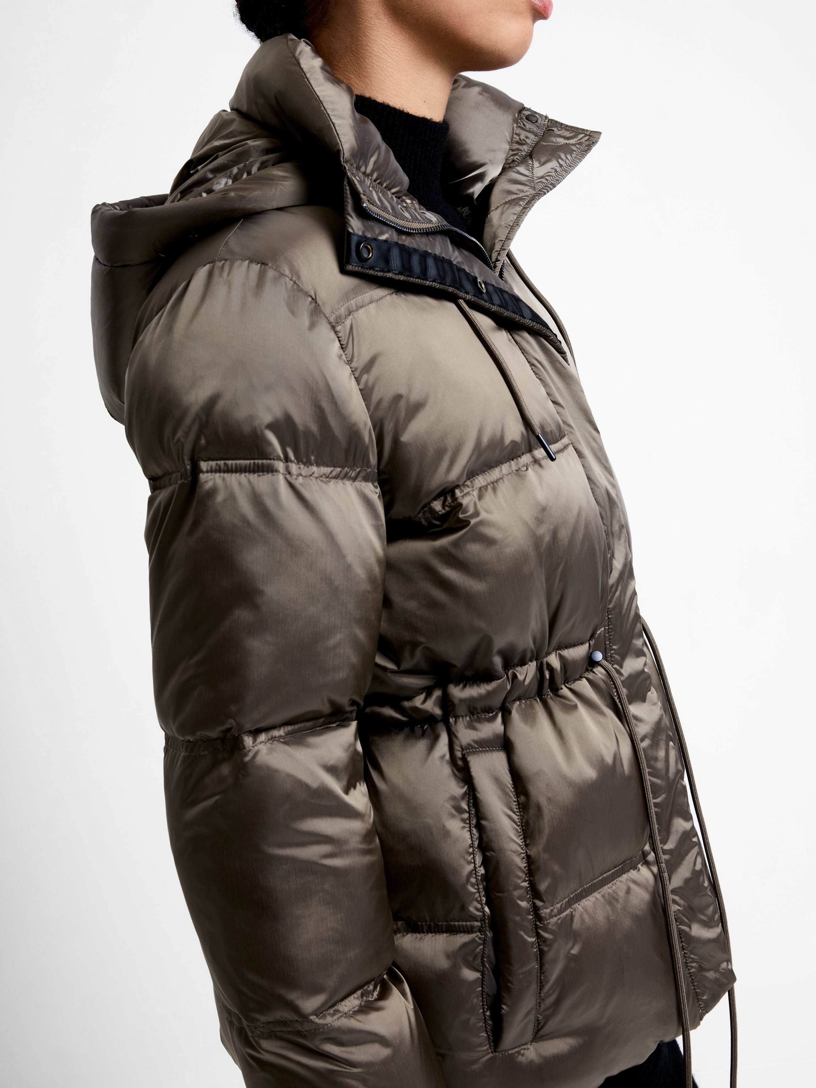 Kendra Nylon Hooded Puffer Jacket