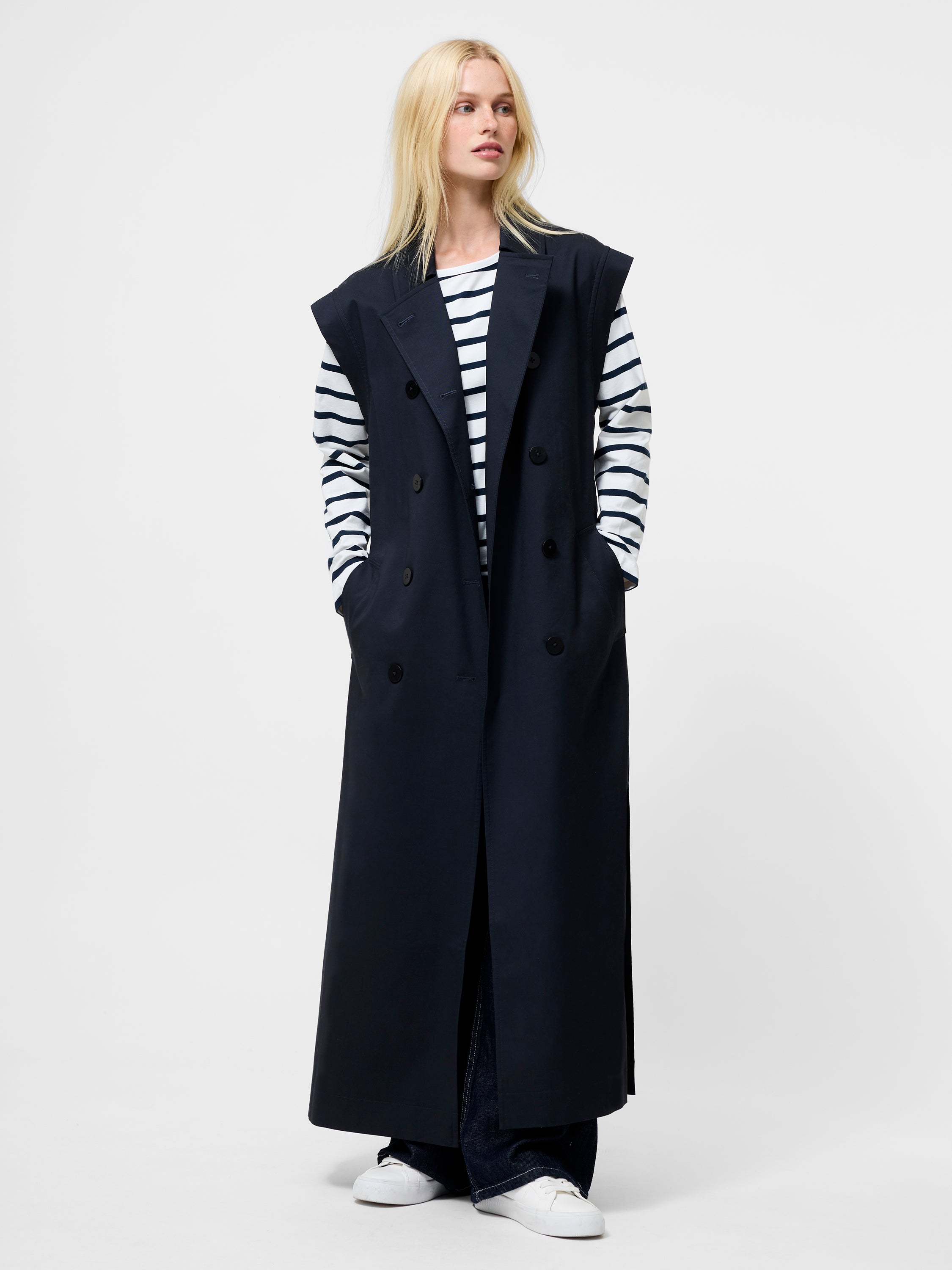 Danby Sleeveless Trench Coat Navy | French Connection EU