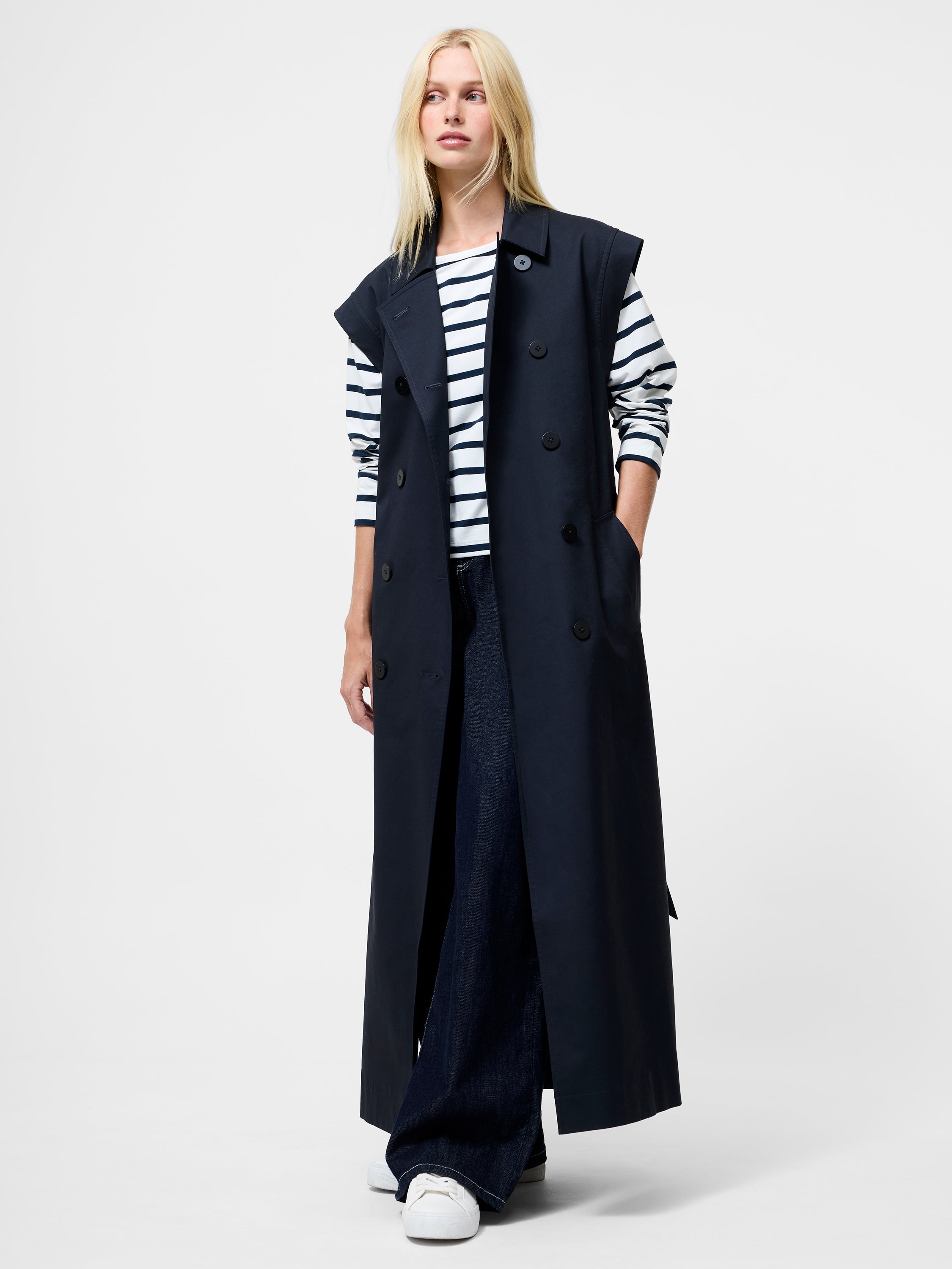 Danby Sleeveless Trench Coat Navy | French Connection EU
