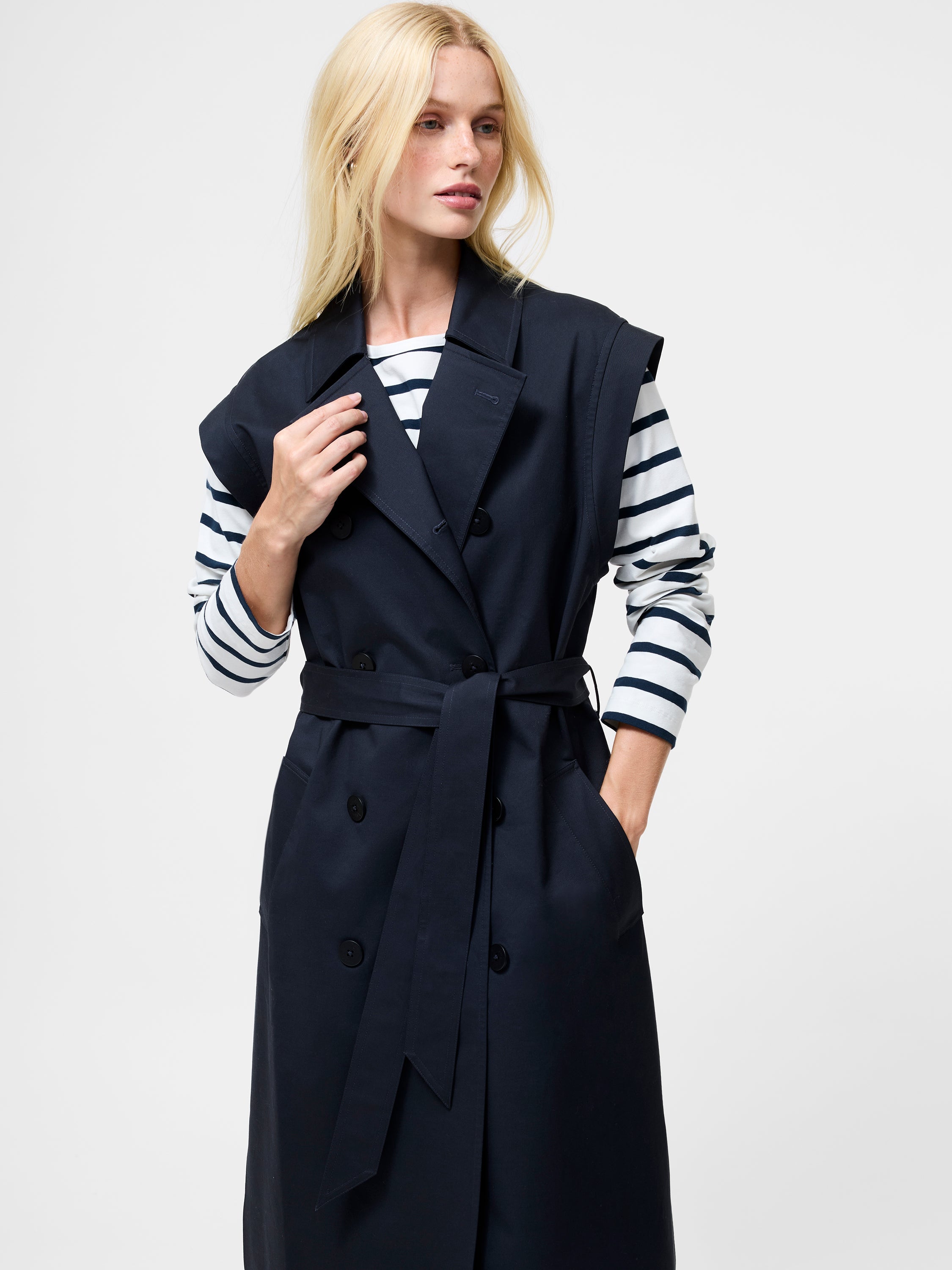 Danby Sleeveless Trench Coat Navy | French Connection EU