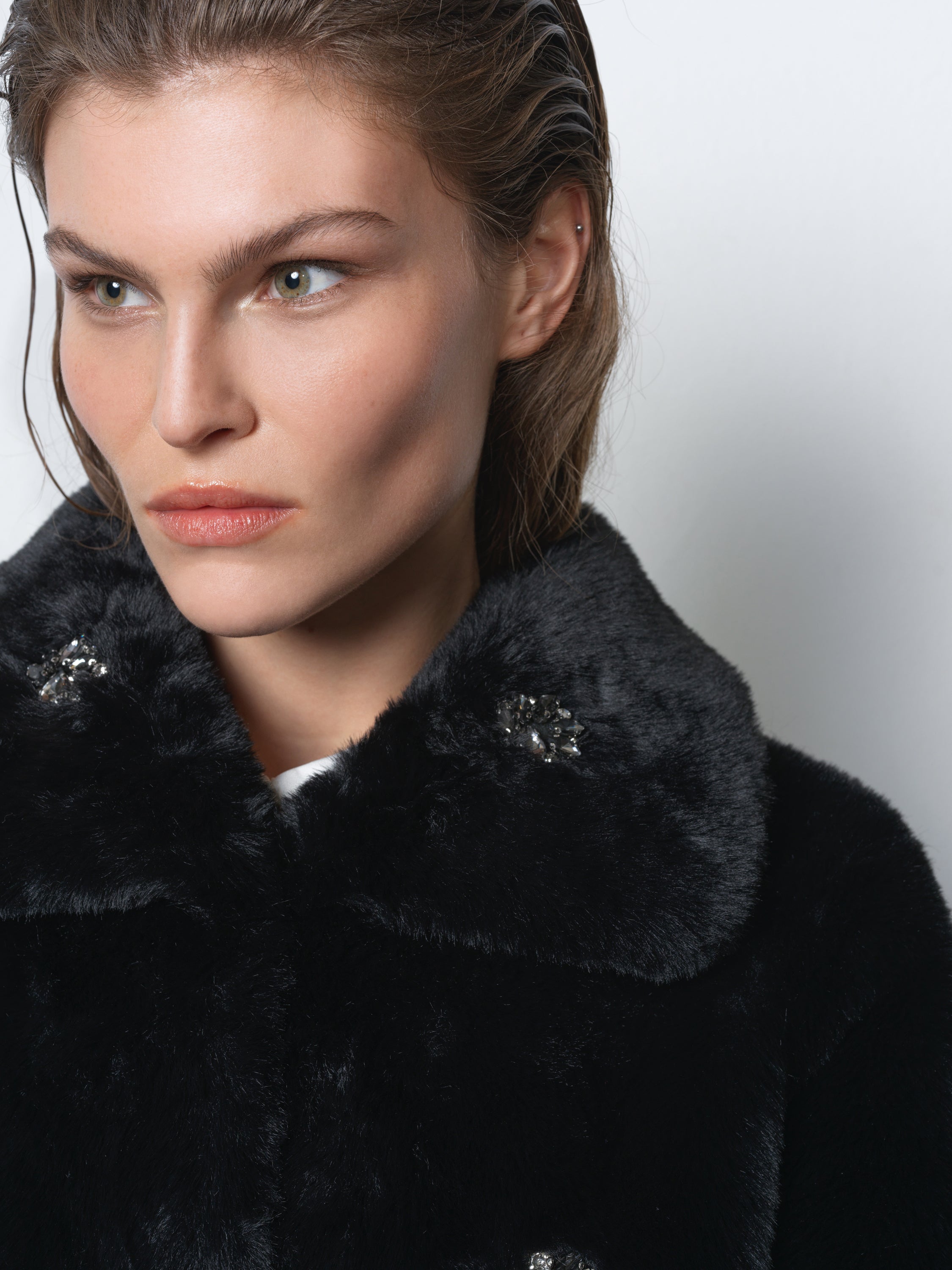 Theresa Faux Fur Diamante Short Coat | French Connection EU