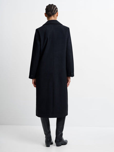 Single Breasted Wool Blend Coat