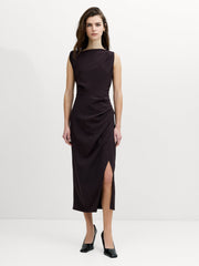 Carley Brown Sleeveless Draped Midi Dress