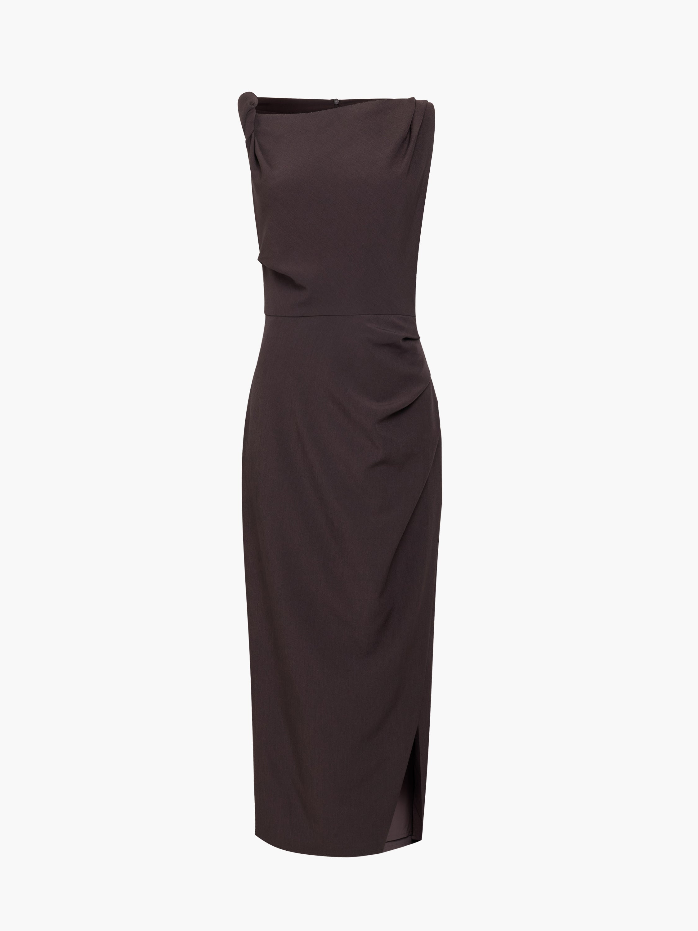 Carley Brown Sleeveless Draped Midi Dress