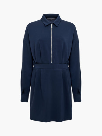 Wren Navy Jersey Half Zip Mini Dress