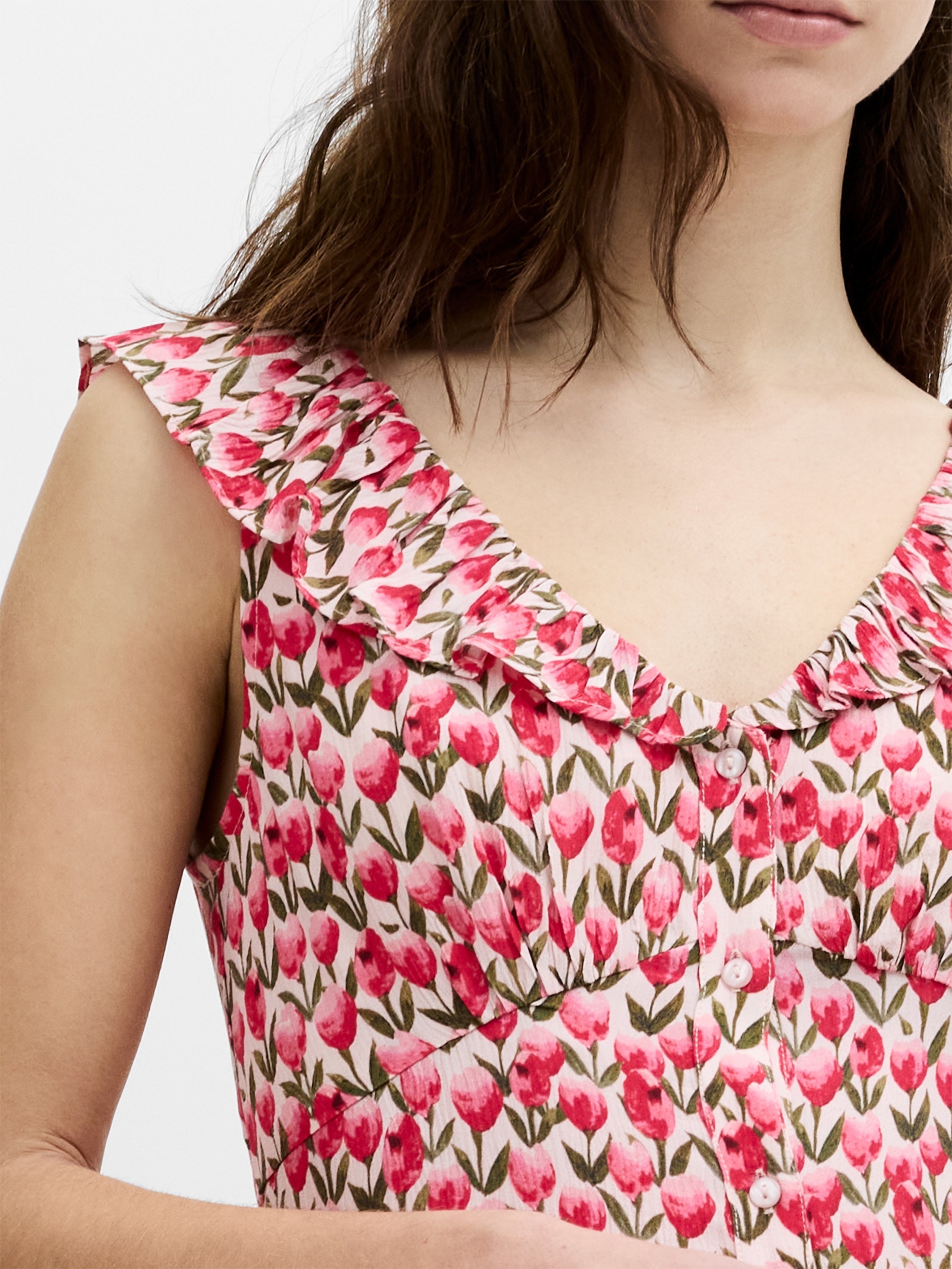 Tula Eco Floral Frill V-Neck Tea Dress