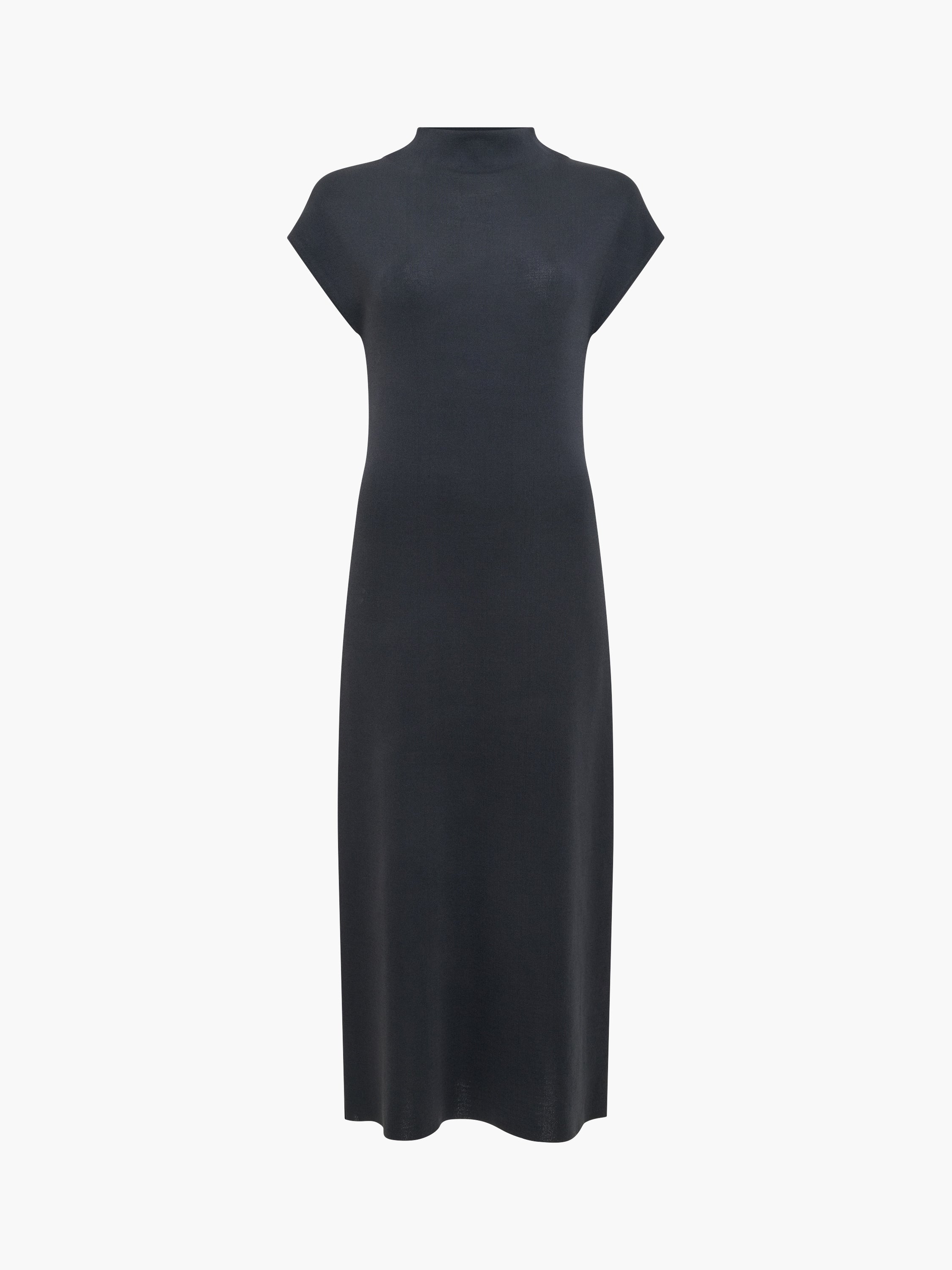 Fenella Dark Grey Mock Neck Knit Midi Dress