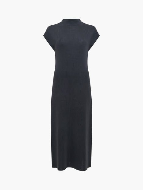 Fenella Dark Grey Mock Neck Knit Midi Dress