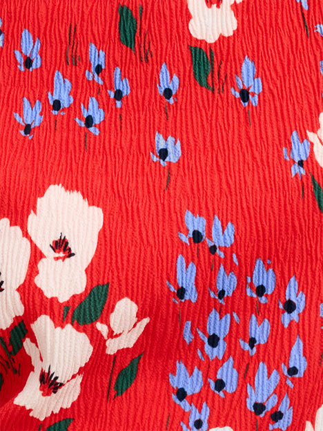 Scarlett Red Crinkle Floral Midi Dress