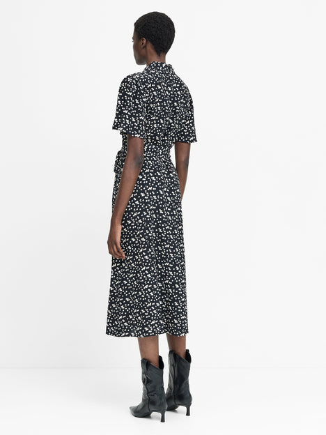 Harriet Monochrome Floral Belted Shirt Dress