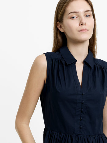 Poplin Sleeveless Smock Dress