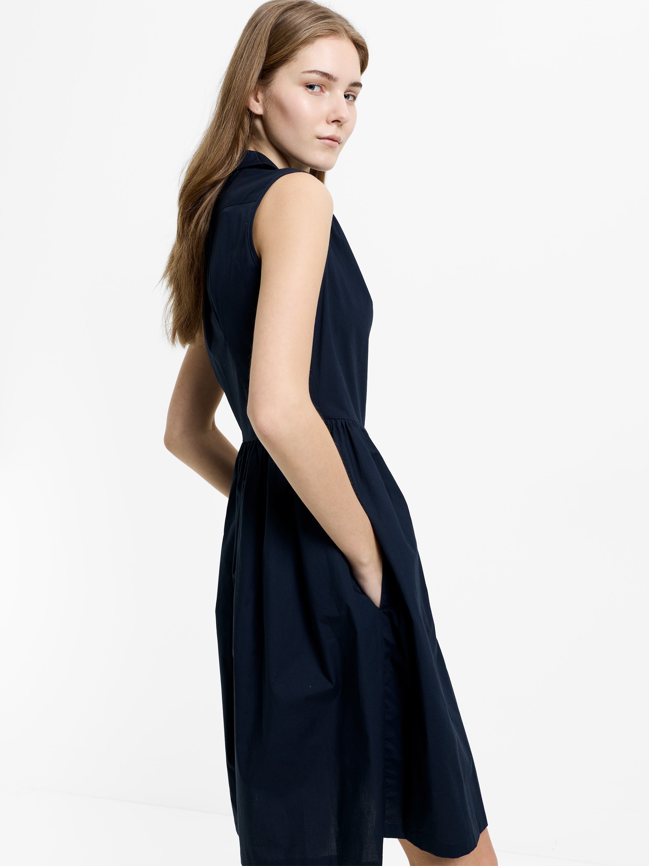 Poplin Sleeveless Smock Dress