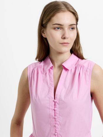 Poplin Sleeveless Smock Dress