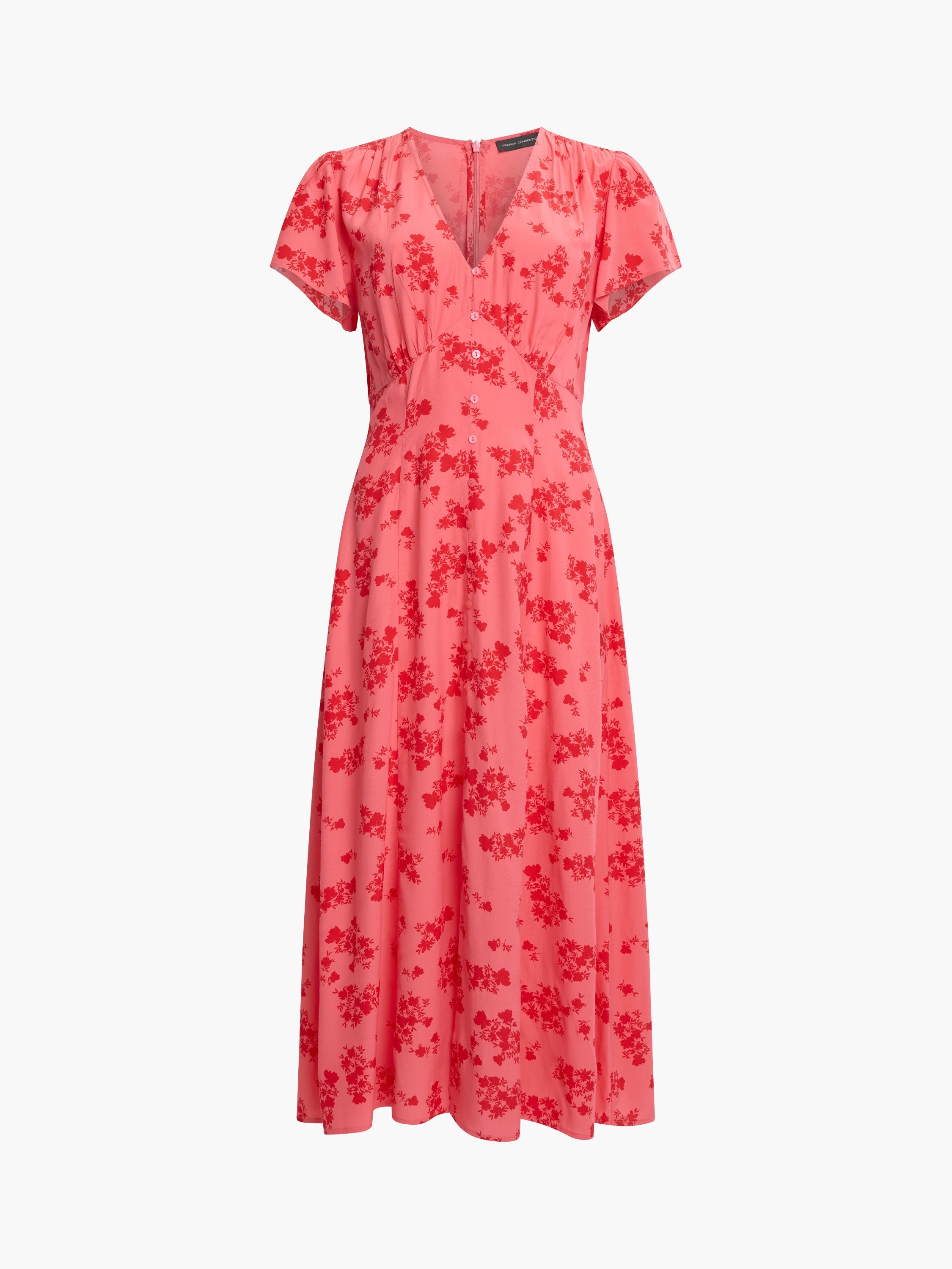 Raquel Eco Flutter Sleeve V-Neck Midi Dress