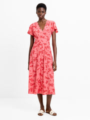 Raquel Eco Flutter Sleeve V-Neck Midi Dress
