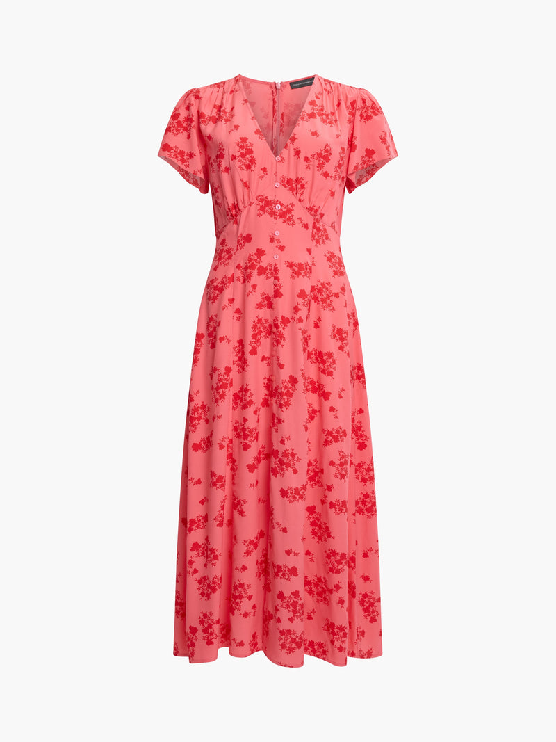 Raquel Eco Flutter Sleeve V-Neck Midi Dress