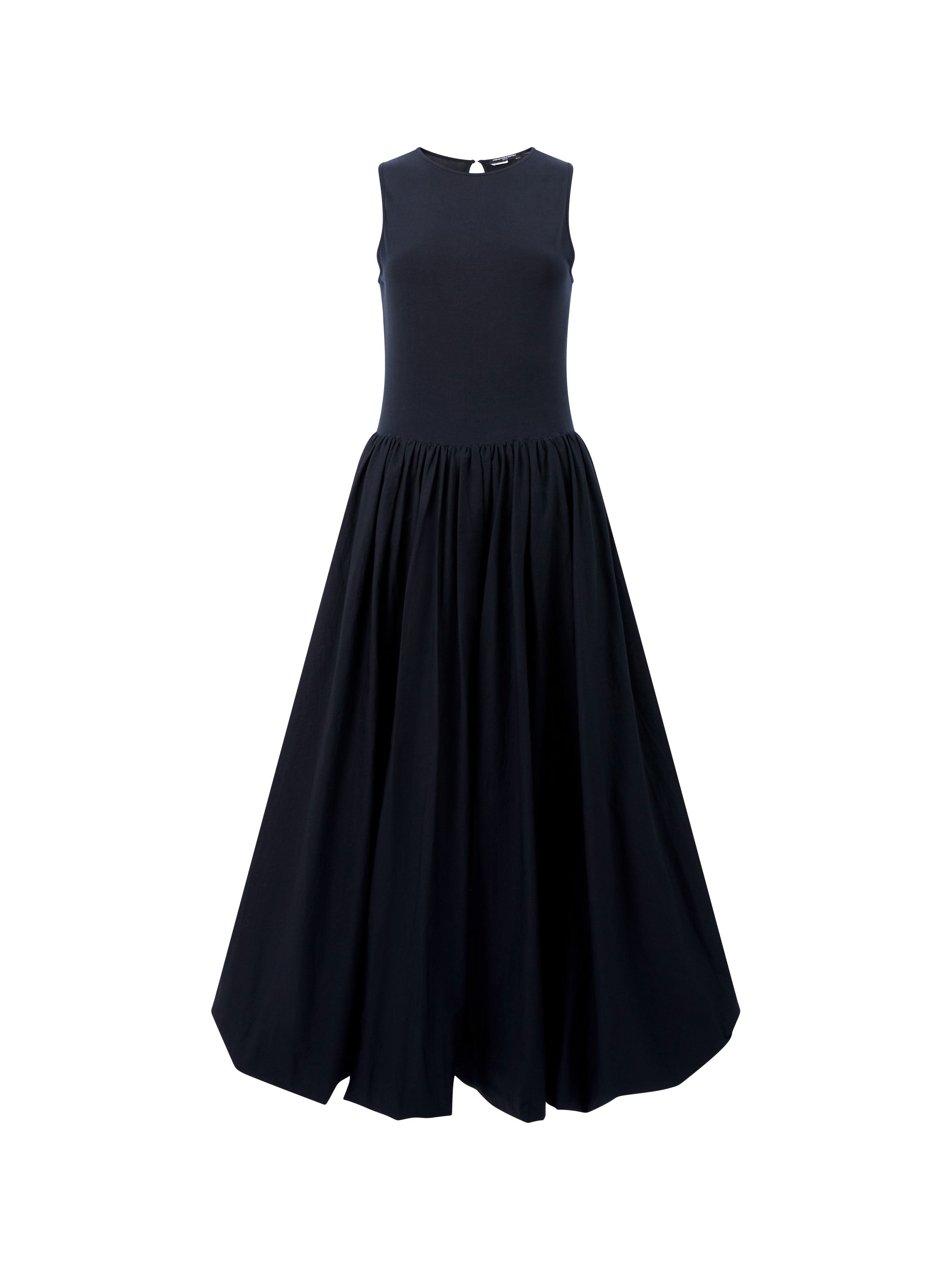 Phoebe Jersey Woven Mix Bubble Hem Midi Dress