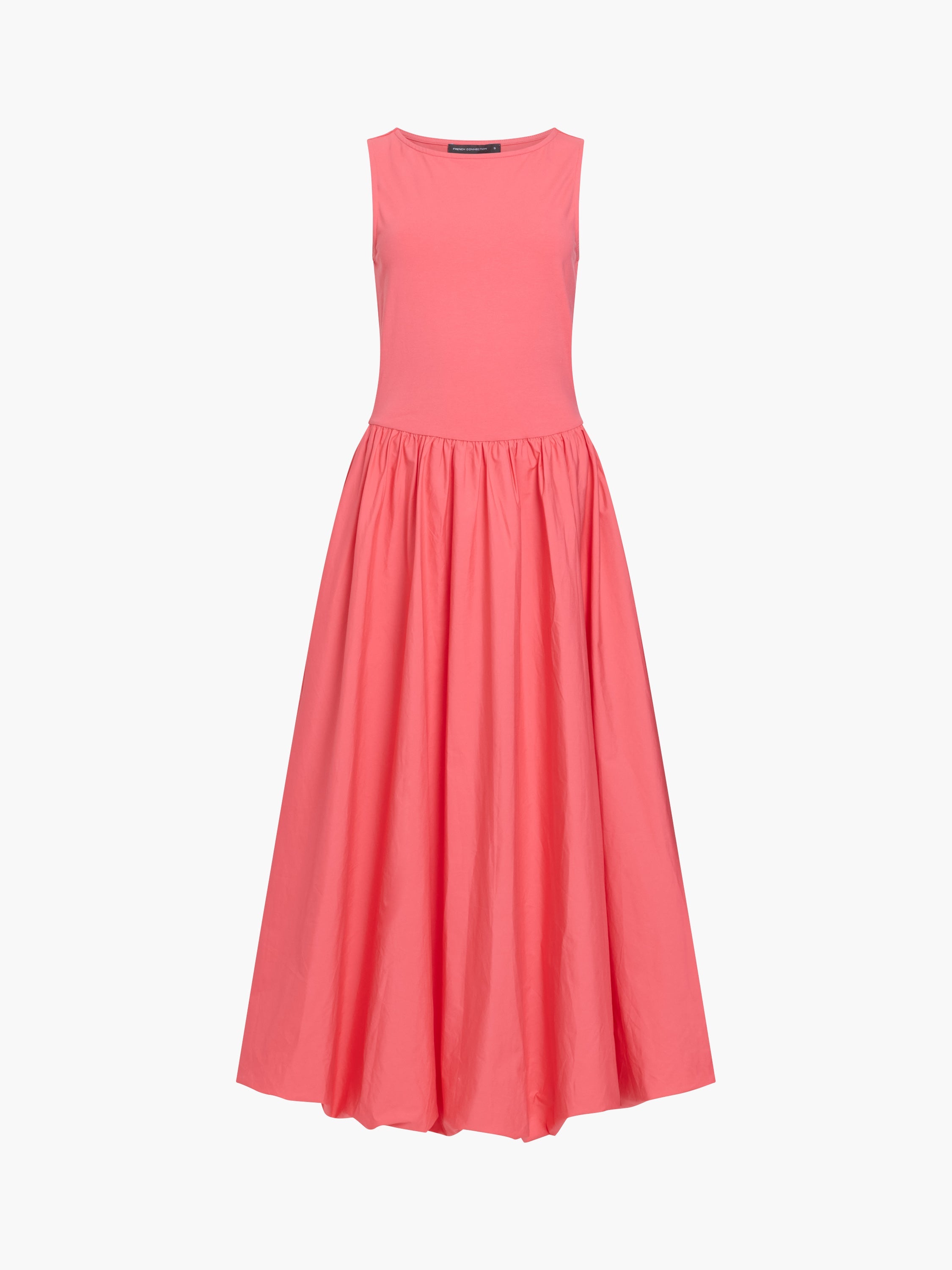Phoebe Jersey Woven Mix Bubble Hem Midi Dress