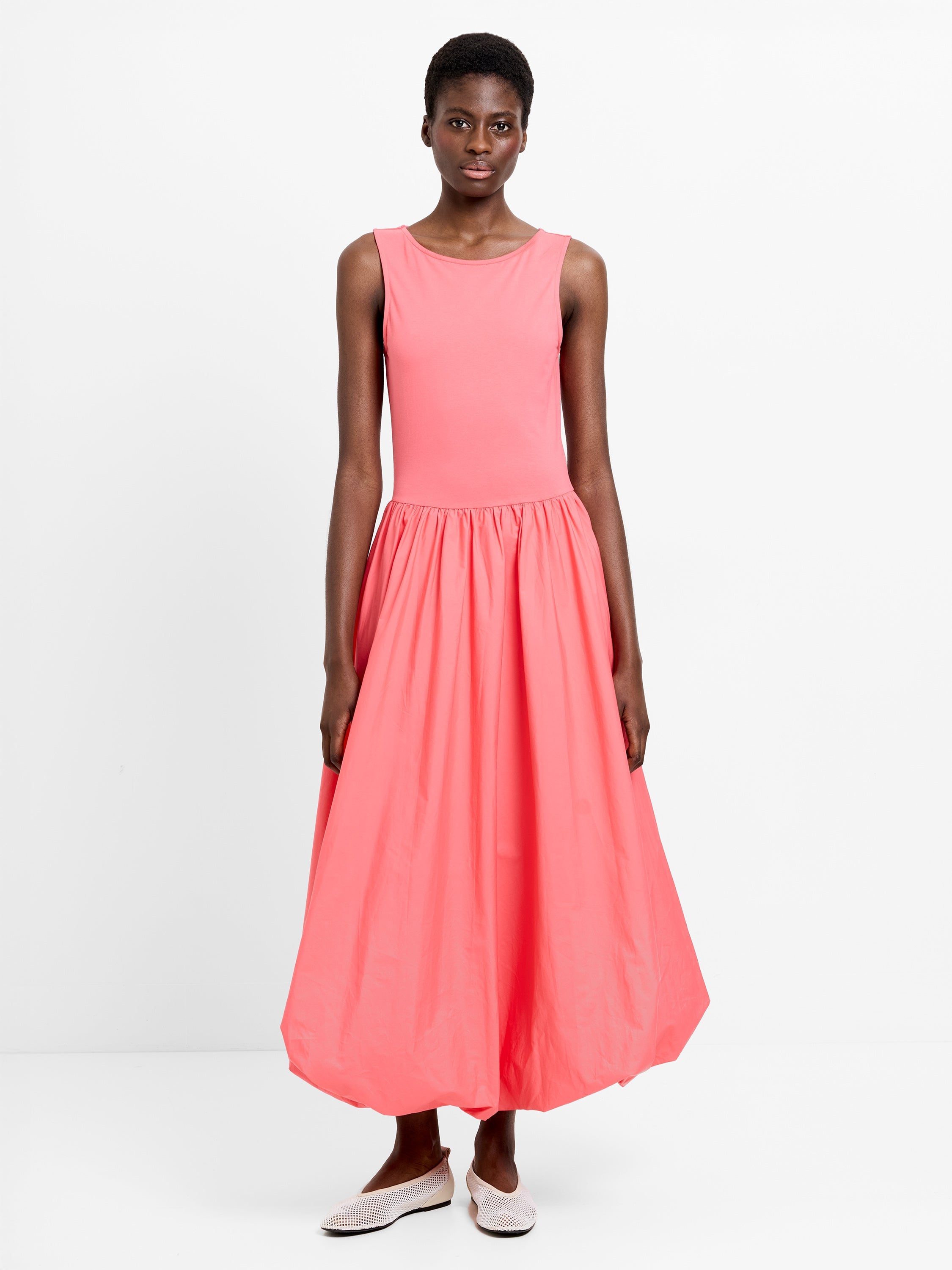 Phoebe Jersey Woven Mix Midi Raspberry Pink | French Connection EU