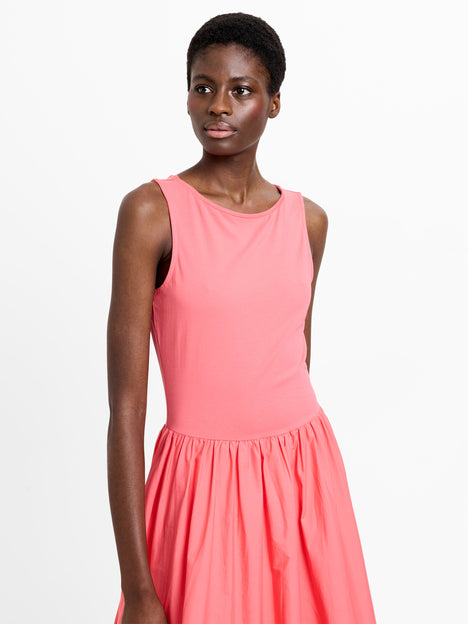 Phoebe Jersey Woven Mix Bubble Hem Midi Dress
