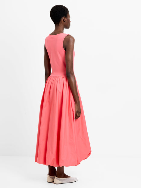 Phoebe Jersey Woven Mix Bubble Hem Midi Dress