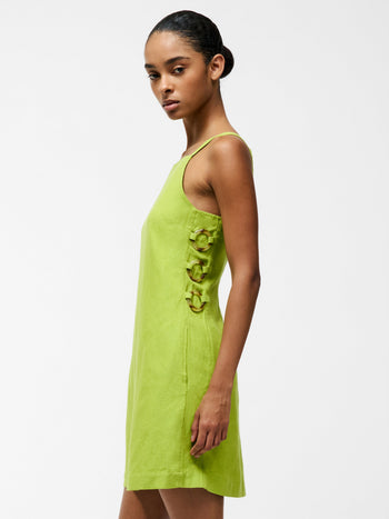 french connection green pleated dress French Connection Cord Tiered Dress