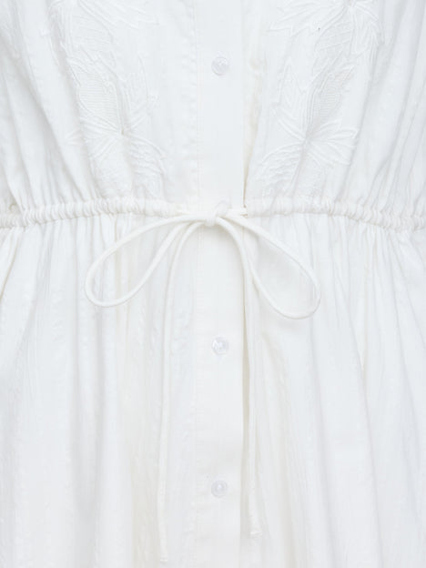 Barnet Cotton Embroidered Striped Mini Dress