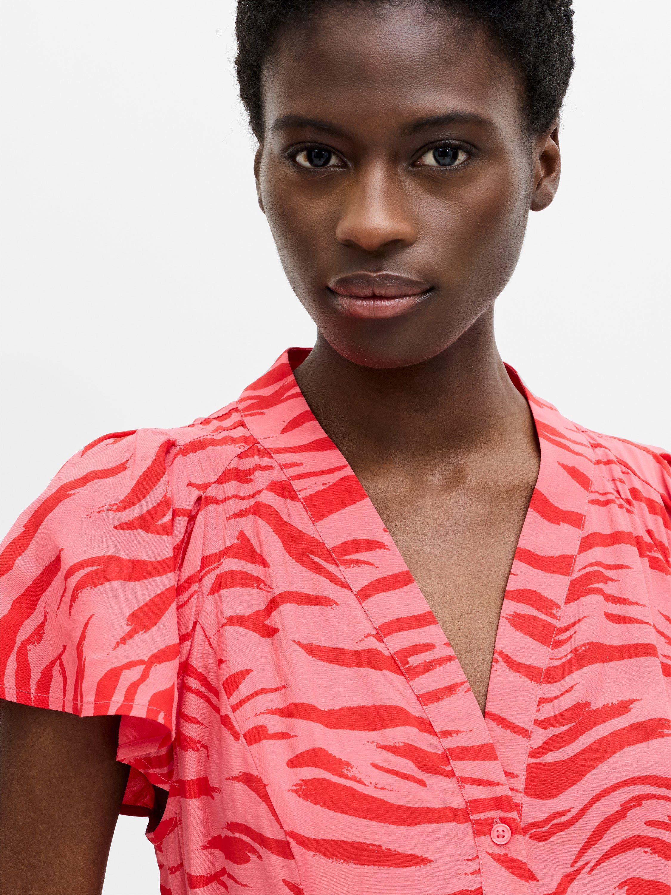 Adeline V-Neck Tie Waist Printed Dress