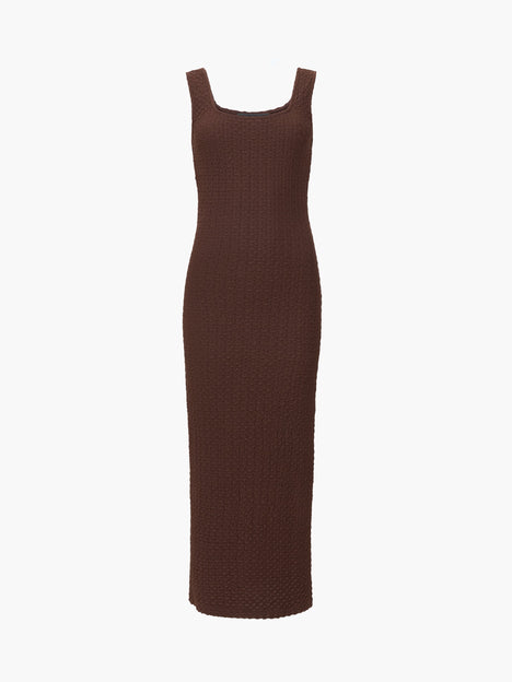 Textured Square Neck Midi Dress